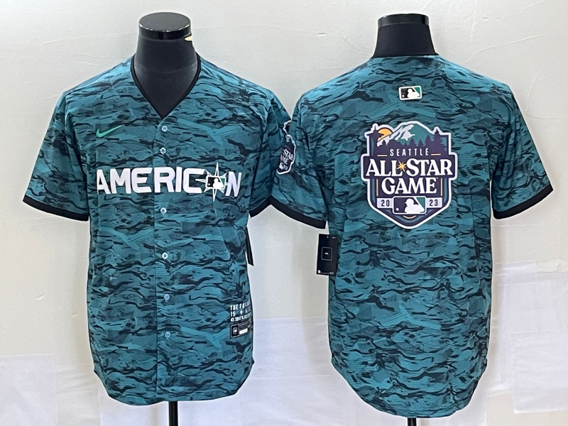 Men's 2023 All-star Teal Big Logo Stitched Baseball Jersey